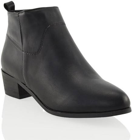 ESSEX GLAM Women's Low Heel Ankle Booties – Classic Side Zip Suede Chelsea Boots – Comfortable Slip-On Boot with Block Heel for Fall & Winter