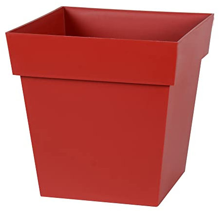 EDA - Pot de Fleur Carré Toscane 32 cm - Volume 22 L - 32 x 32 x 32 cm - Rouge Rubis