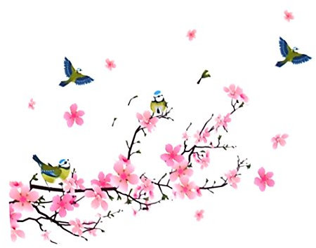 sourcing map Sticker Fleur de Cerisier Motif Chambre Decor Art Amovible Mural 50x 70cm