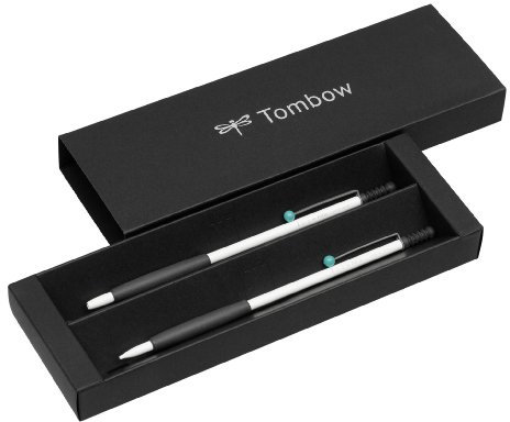Tombow PLZ-211-4 Schreibgeräteset Zoom 707 Kugelschreiber mit Druckbleistift, weiß/grau/türkis
