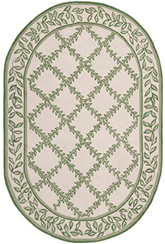Safavieh Chelsea Collection HK230B Handhaken, Wolle, oval, elfenbeinfarben/hellgrün