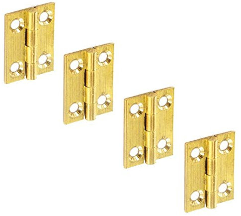 2 Pairs of 25mm Solid Brass Butt Hinges For Model Making or Cabinet + Screws 40512