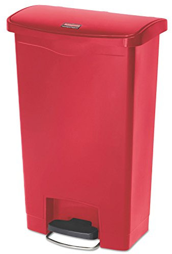 Rubbermaid Commercial Products Slim Jim® Tretmülleimer aus Kunststoff 50 l | | Innenraum-Mülleimer für Medizin, Büro, Gewerbe, Küche und Bad | Rot | 1883566