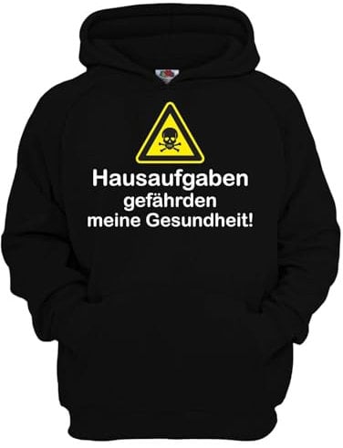Junge Mädchen Kapuzenpullover Hausaufgaben gefährden Meine Gesundheit Schul Sprüche