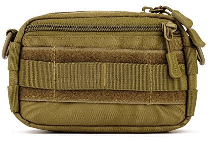 Huntvp Mini Marsupio Molle Sportivo Multifunzionale Borsetta a Tracolla Militare Borsa per Campeggio Ciclismo Viaggio Trekking Porta Smartphone Chiave Denaro, marrone