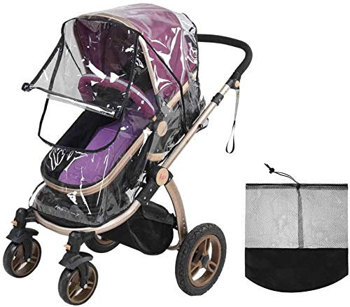 Universal Regenschutz Regenhülle für Kinderwagen Buggy Regen-Abdeckung mit Reißverschluss Öffnung, Transparent PVC Material, gegen Wind Regen Wetter