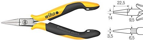 Wiha Flachzange Professional ESD flache, kurze Backen (26806) 120 mm für empfindliche elektronische Bauteile, Schutz von Komponenten durch elektrostatisch ableitendes Werkzeug, dissipativ, Werkzeug mit Oberflächenwiderstand