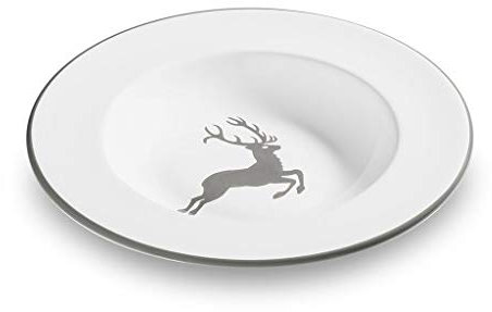 GMUNDNER KERAMIK Suppenteller Gourmet Durchmesser : 24 cm Grauer Hirsch Geschirr, handgemacht in Österreich