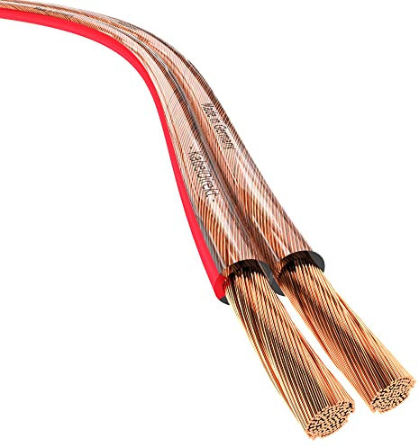 KabelDirekt – Câble d'enceinte en cuivre pur & câble – Fabriqué en Allemagne – 2x1,5mm² – 30m – (Pour haut-parleurs Hifi et systèmes de son surround, cuivre pur, avec marques de polarité)