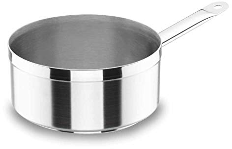 LACOR 54212 Stielkasserolle, flach Durchmesser 12 cm Chef Luxe | Aus lebensmittelechtem Edelstahl gefertigt; hohe Korrosionsbeständigkeit und Haltbarkeit im täglichen Gebrauch