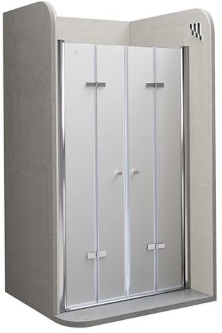 i-flair Doppelfalttür Verstellbereich von 120-124 cm Höhe: 195 cm Duschabtrennung aus 6 mm satiniertem ESG Sicherheitsglas mit Nanobeschichtung