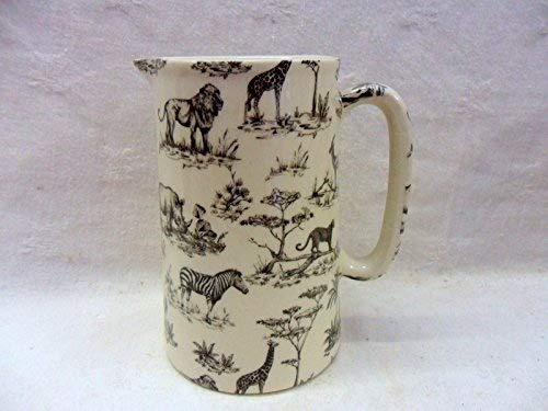 1 Pint Jug Pitcher in Black Safari Design Made by Heron Cross Pottery.