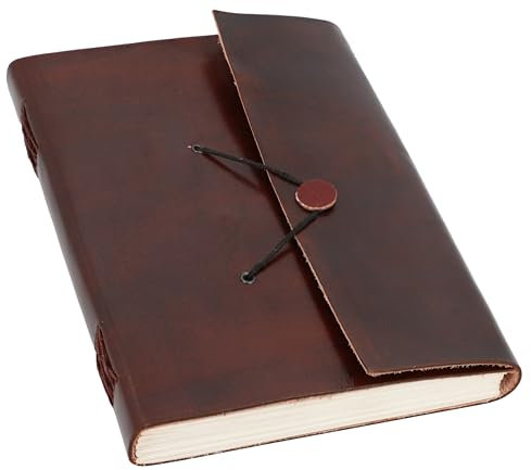 Gusti Notizbuch Leder - Ela Damen und Herren Notizbuch Skizzenbuch Gästebuch DIN B5 Braun Leder