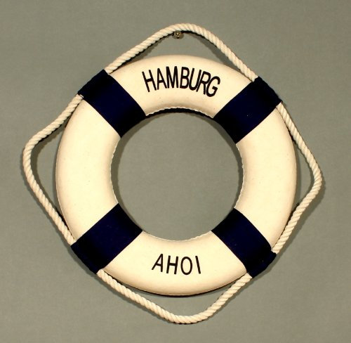 Buddel-Bini Versand Deko Rettungsring blau/weiß Hamburg AHOI 35cm