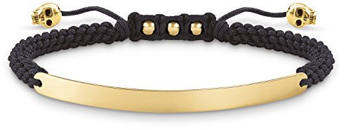 Thomas Sabo Damen-Armband Love Bridge Totenkopf 925 Sterling Silber 750 gelbgold vergoldet Nylon schwarz Länge von 14.5 bis 21 cm Brücke 5 cm LBA0050-848-11-L21v