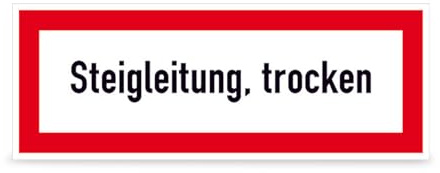 Betriebsausstattung24 Hinweisschild Steigleitung, trocken - PVC-Folie, selbstklebend - 21,0 x 7,4 cm - Text Schild