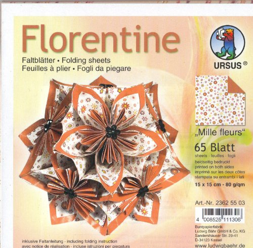 Faltblätter Florentine MILLE FLEURS 10x10 cm, 65 BL. BRAUN/DUNKELGELB