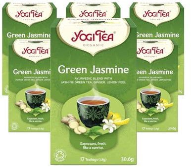 Yogi Tea, Green Jasmine, Organic Herbal Tea, Blend of Jasmine Green Tea, Ginger and Lemon Peel, 6 Packs x 17 Tea Bags (102 Teabags Total)