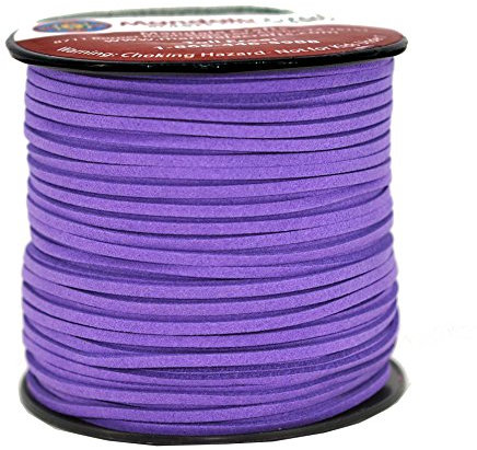 Mandala Crafts Light Purple Faux Suede Cord - Flat Vegan Leather Cord for Jewelry Making Beading - Micro Fiber Leather String Cord Leather Lace for Leather Lacing Necklace Bracelet 2.65mm 100 Yards