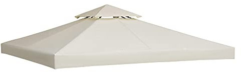 Outsunny Techo de Reemplazo 3x3 m para Carpa Pabellón Cubierta de Repuesto de Gazebo Pabellón con Techo Transpirable 8 Orificios de Drenaje Crema