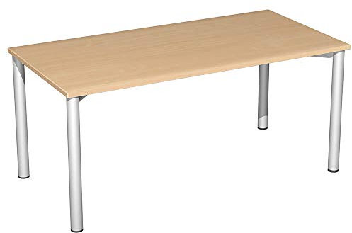 Konferenztisch, BxTxH 1600x800x720 mm, 4-Fuá-Geste ll, Platten-/Gestellfarbe buche/weiáalu