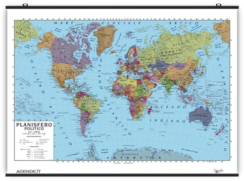 Carta Geografica Murale Planisfero Mondo 100x140 Scolastica Bifacciale Fisica E Politica 1 30.000.000