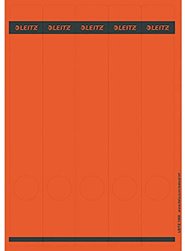 Leitz PC-beschriftbare Rückenschilder selbstklebend für Standard- und Hartpappe-Ordner, 125 Stück, Langes und schmales Format, 39 x 285 mm, Papier, rot, 16880025