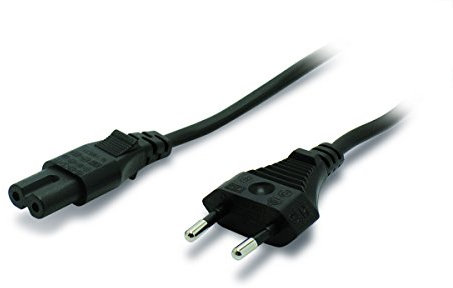 Metronic 470145 - Cable de alimentación 2 polos, 9mm para radios, impresoras, CD, DVD, TV, videoconsola, negro, 2m