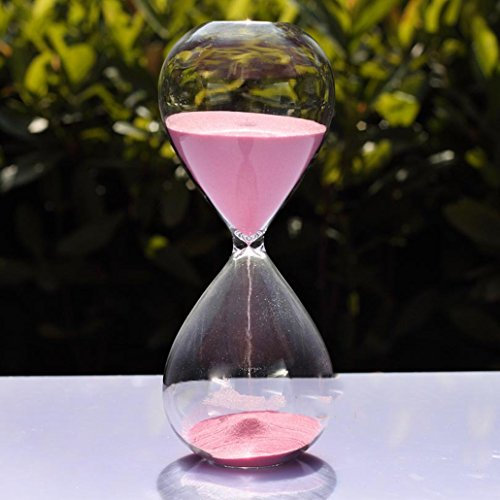 Grand sablier coloré en verre tendance - Décoration d’intérieur ou cadeau de Noël et d'anniversaire, rose, 15 Minutes