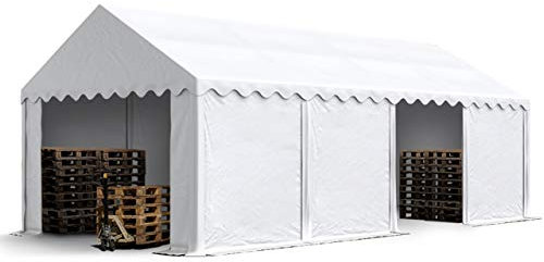 TOOLPORT Tendone deposito 4x8 m PVC 700 N bianco impermeabile tenda capannone tenda di stoccaggio