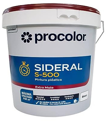Pintura plastica Procolor Sideral S-500 blanco mate 15 lt