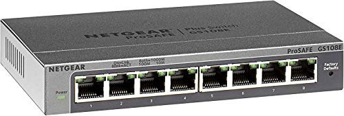 NETGEAR 8 Port Gigabit Ethernet Managed Network Switch (GS108E) - Ethernet Splitter - Ethernet Hub - Plug-and-Play - Silent Operation - Desktop or Wall Mount