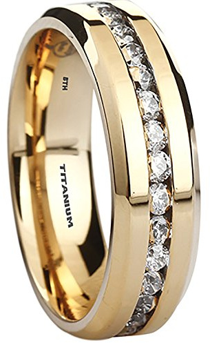 BESTTOHAVE Titanium Ring - 6mm Wide Classic Gold Plated Unisex Wedding Band Ring