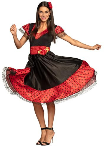 Boland - Erwachsenen-Kostüm Flamenco-Tänzerin, Kleid, Gürtel und Haarschmuck, Spanierin, Set, Karneval, Mottoparty, EM, WM