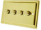 Victorian Polished Brass 4 Gang Dimmer 400W - 10 Amp Quad 4-Gang 2 Way 400W Light Dimmer Switch