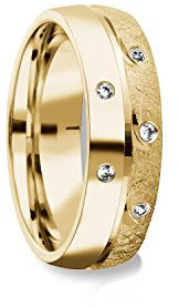 Gold Ring Verlobungsringe Gold (Silber 925 vergoldet) von AMOONIC mit Zirkonia Stein +LUXUSETUI! Goldring Gelbgold Ring Zirkonia Ehering Gold Trauring Freundschaftsring FF383VGGGZIFA52