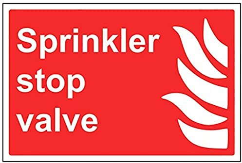 V Safety Sprinkler Stop Valve Sign - 300mm x 200mm - 1mm Rigid Plastic