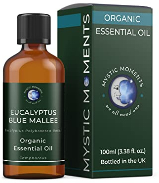 Mystic Moments | Organic Eucalyptus Blue Mallee Essential Oil 100ml - Pure & Natural Oil for Diffusers, Aromatherapy & Massage Blends Vegan GMO Free