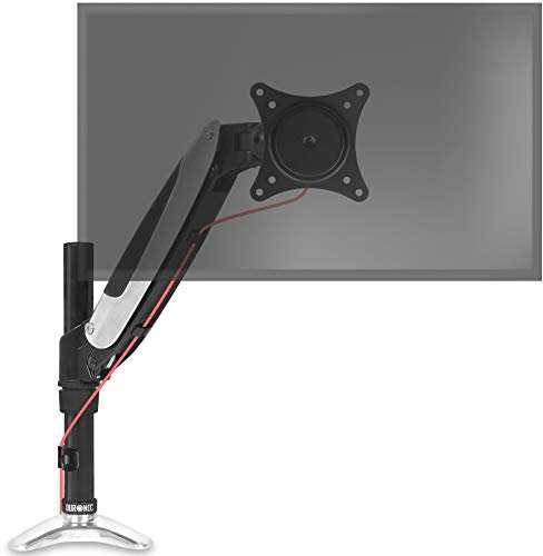 Duronic Monitor Arm Stand Desk Mount Single DM651X1 |Gas powered Pole Bracket for PC Screen Riser For 1 Display 15-32 Inch VESA 75 100 | 21 22 24 27 32 Inches