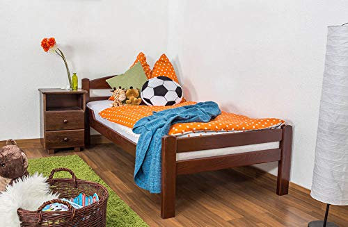 Kinderbett/Jugendbett Easy Premium Line K1/2n, Buche Vollholz massiv dunkelbraun lackiert - Liegefläche: 90 x 200 cm