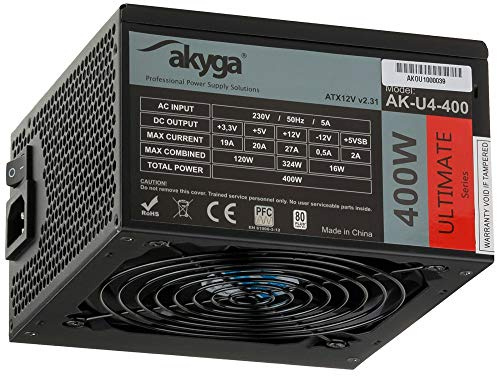 Akyga AK-U4-400 Netzteil 400W, 120mm leiser Lüfter, 80 Plus Bronze-Zertifiziert schwarz