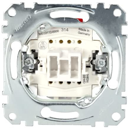 Schneider Electric Merten Ausschalter-Einsatz zum Einbau von Schalter und Steckdosen, 2-polig, Unterputz, 10AX, AC 250V, Steckklemmen, Artikelnummer MEG3112-0000