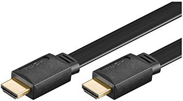 Goobay 31926 High Speed HDMI Flachkabel mit Ethernet, Vergoldet - HDMI-Stecker (Typ A) > HDMI-Stecker (Typ A), Schwarz, 1,5 Meter