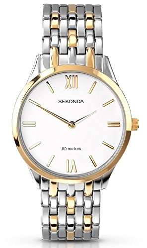 Sekonda Classic White Dial Two Tone Stainless Steel Bracelet Gents Watch 3449