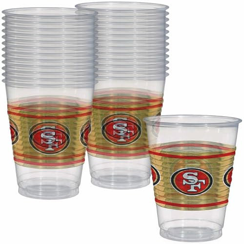 NFL San Francisco 49ers Einweg-Kunststoffbecher, 473 ml, 25 Stück, perfekt für Spieltagspartys und Heckklappen