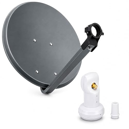 Premium X Camping Sat Anlage 45cm Digital Satelliten-Schüssel Spiegel Antenne mit Universal Single LNB 4K Satelliten-Komplettanlage