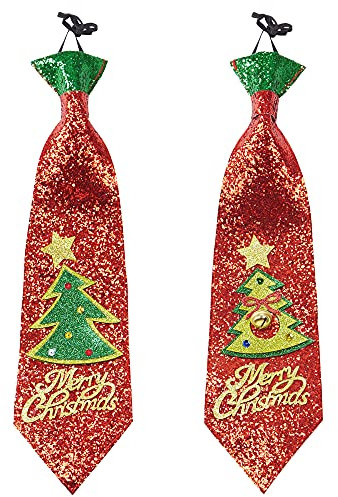 Widmann 04154 - Krawatte mit Glitter und Weihnachtsbaum, sortiert, Accessoire, Weihnachten, Mottoparty