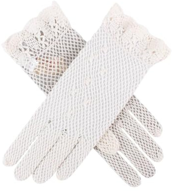 Dents Womens Cotton Crochet Gloves - Ecru Cream