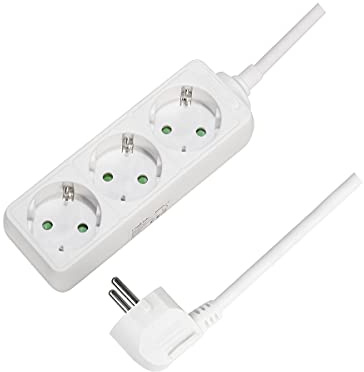 LogiLink LPS205 LPS205-Steckdosenleiste mit 3 Schutzkontakt Buchsen (45? Winkel), mit Kindersicherung und Staubschutz (IP20), 1,5m, 250 V, Wei?, 3-fach