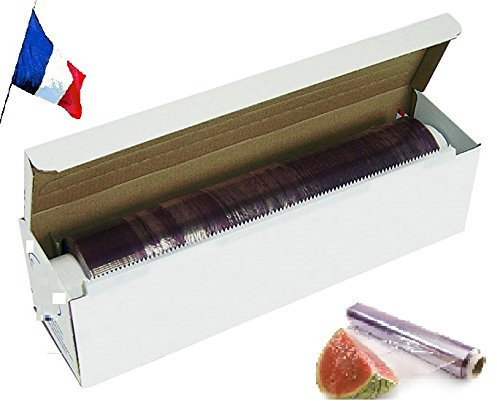 Lot de 2 x Rouleau de Film Etirable Alimentaire pour cuisine Largeur 45cm x Longueur 300m Francais